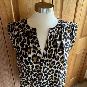 J. CREW - Leopard Print Silk V-Neck Shell - Excellent Condition